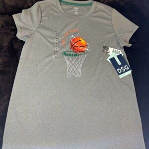 DSG Girls XL Graphic Tee Dark Heather Grey Short Sleeve Sports Top NWT